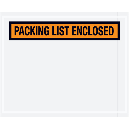 4 1/2 x 5 1/2" Orange "Packing List Enclosed" Envelopes