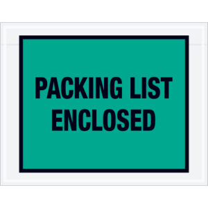 7 x 5 1/2" Green "Packing List Enclosed" Envelopes