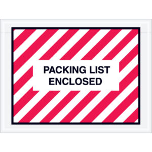 4 1/2 x 6" Red (Striped) "Packing List Enclosed" Envelopes
