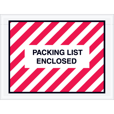 4 1/2 x 6" Red (Striped) "Packing List Enclosed" Envelopes