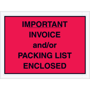 4 1/2 x 6" Red "Important Invoice and/or Packing List Enclosed" Envelopes
