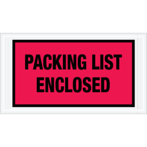 5 1/2 x 10" Red "Packing List Enclosed" Envelopes