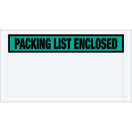 5 1/2 x 10" Green "Packing List Enclosed" Envelopes