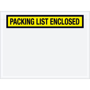 4 1/2 x 6" Yellow "Packing List Enclosed" Envelopes