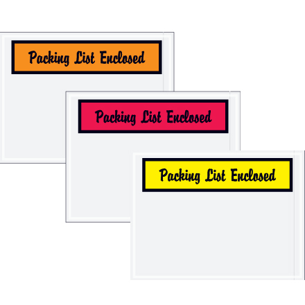 4 1/2 x 6" Yellow "Packing List Enclosed" Envelopes