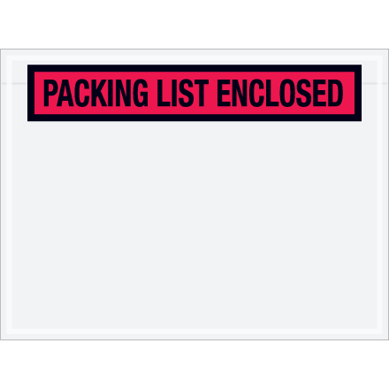 4 1/2 x 6" Red "Packing List Enclosed" Envelopes