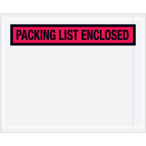 4 1/2 x 5 1/2" Red "Packing List Enclosed" Envelopes