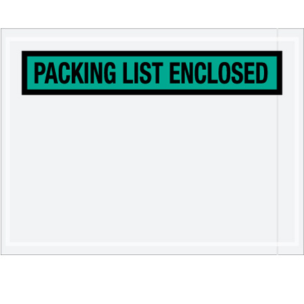 4 1/2 x 6" Green "Packing List Enclosed" Envelopes