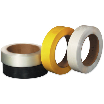 1/2" x .031 x 7200' Black 16 x 6" Core Hand Grade Polypropylene Strapping - Embossed