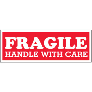 1 1/2 x 4" - "Fragile  - Handle With Care" Labels