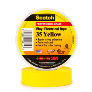 3/4" x 66' Yellow (10 Pack) Scotch® Vinyl Color Coding Electrical Tape 35