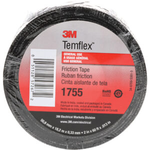 3/4" x 60' Black (10 Pack) 3M™ 1755 Cotton Friction Tape