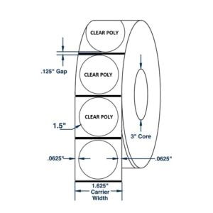 1.5C3 - 1.5" Clear Tabs - 3,000 per roll - 9,000 per box