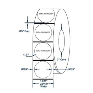 1.5TNP12.550 - 1.5" Translucent Tabs - 12,500 per roll - 50,000 per case