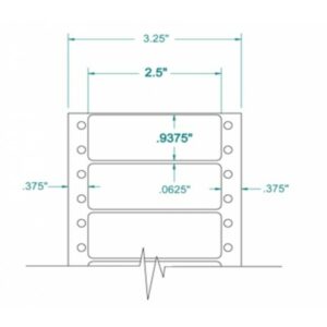 110507 - White Pinfeed Label, 2 1/2 x 15/16, 1 across, repeat size 1, carrier size 3 1/4, qty 5,000