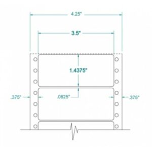 111104 - White Pinfeed Label, 3 1/2 x 1 7/16, 1 across, repeat size 1/2, carrier size 4 3/4, qty 5,000