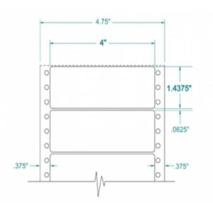 111150 - White Pinfeed Label, 4 x 1 7/16, 1 across, repeat size 1 1/2, carrier size 4 3/4, qty 5,000