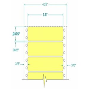 112555 - Yellow Pinfeed Label, 3 1/2 x 15/16, 1 across, repeat size 1, carrier size 4 1/4, qty 5,000