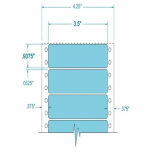 112601 - Blue Pinfeed Label, 3 1/2 x 15/16, 1 across, repeat size 1, carrier size 4 1/4, qty 5,000