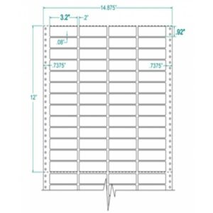 140703 - White Pinfeed Label, Cheshire Mailing, 3.2 x .92, 4 across, repeat size 1, carrier size 14 7/8, qty 20,000