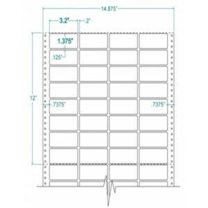 140850 - White Pinfeed Label, Cheshire Mailing, 3.2 x 1 3/8, 4 across, repeat size 1 1/2, carrier size 14 7/8, qty 20,000
