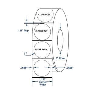 1CNP20100 - 1" Clear Tabs - 20,000 per roll - 100,000 per case