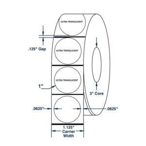 1TNP20100 - 1" Translucent Tabs - 20,000 per roll - 100,000 per case