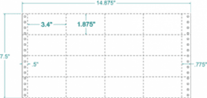 250503 - 4up White Tray Tags, Continuous Form, 16,000  Per Box, 3.4 x 1 7/8, o/a 14 7/8, 28 lbs - Pinfeed