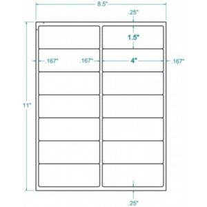 310814 - White Mailing Label, inkjet/laser/copier, 4 x 1 1/2, 2 across, 14 on a sheet, 100 sheets, qty 1,400