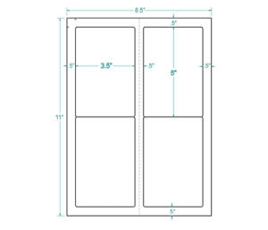 312524 - White Shipping Label, inkjet/laser/copier, 3 1/2 x 5, 2 across, 4 on a sheet, 100 sheets, qty 400