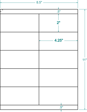 312603 - White Permanent Label, inkjet/laser/copier, 4 1/4 x 2, 2 across, 10 on a sheet, 100 sheets, qty 1,000