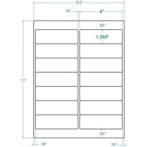 331435 - White Mailing Label, inkjet/laser/copier, 4 x 1 1/3, 2 across, 14 on a sheet, 250 sheets, qty 3,500