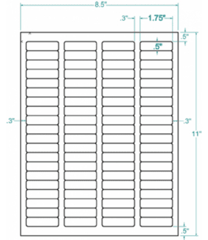340749 - White Permanent Label, inkjet/laser/copier, 1 3/4 x 1/2, 4 across, 80 on a sheet, 250 sheets, qty 1,000