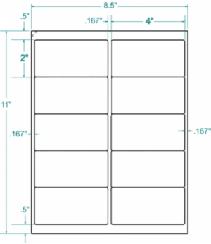 310746 - White Permanent Label, inkjet/laser/copier, 4 x 2, 2 across, 10 on a sheet, 100 sheets, qty 1,000