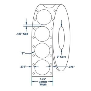 910102 - 1" White Pinfeed Tabs - 3,125 per roll - 50,000 per case