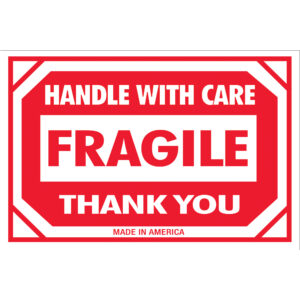 2 x 3" - "Fragile - Handle With Care" Labels