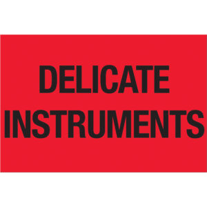 2 x 3" - "Delicate Instruments" (Fluorescent Red) Labels