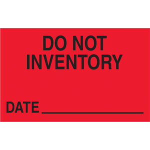 1 1/4 x 2" - "Do Not Inventory - Date" (Fluorescent Red) Labels