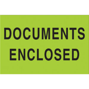 2 x 3" - "Documents Enclosed" (Fluorescent Green) Labels