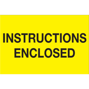 2 x 3" - "Instructions Enclosed" (Fluorescent Yellow) Labels