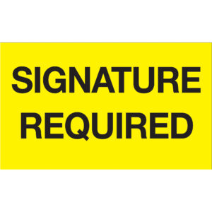 3 x 5" - "Signature Required" (Fluorescent Yellow) Labels