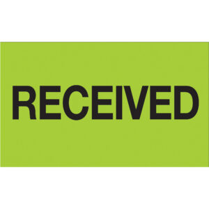 3 x 5" - "Received" (Fluorescent Green) Labels