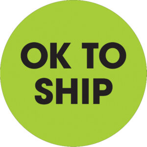 2" Circle - "Ok To Ship" Fluorescent Green Labels