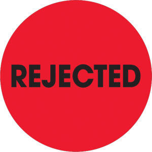 2" Circle - "Rejected" Fluorescent Red Labels
