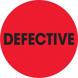 2" Circle - "Defective" Fluorescent Red Labels