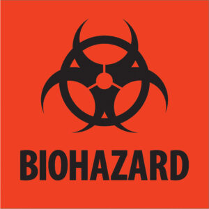 4 x 4" - "Biohazard" Fluorescent Red Labels