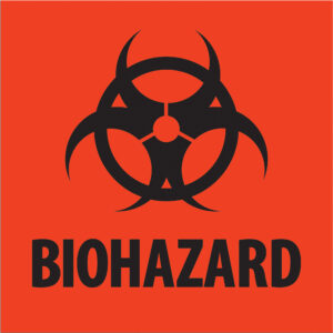 2 x 2" - "Biohazard" Fluorescent Red Labels