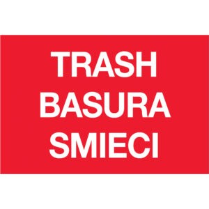 2 x 3" Red Rectangle "Trash/Basura/Smieci"