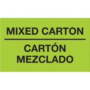 3 x 5" - "Mixed Carton - Carton Mezclado" (Fluorescent Green) Bilingual Labels