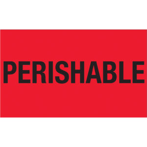 3 x 5" - "Perishable" (Fluorescent Red) Labels